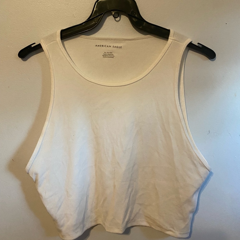 White Cropped American Eagle Tank